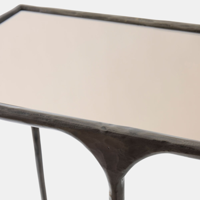 Global Views Hunter Console Table - Bronze Iron & Smoked Mirror
