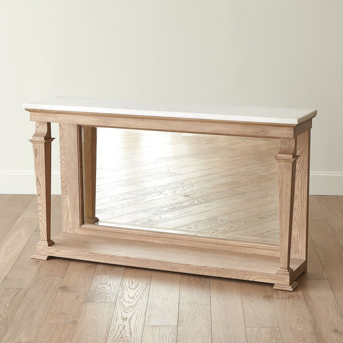 Global Views Josephine Console - Bleached Oak & White Marble