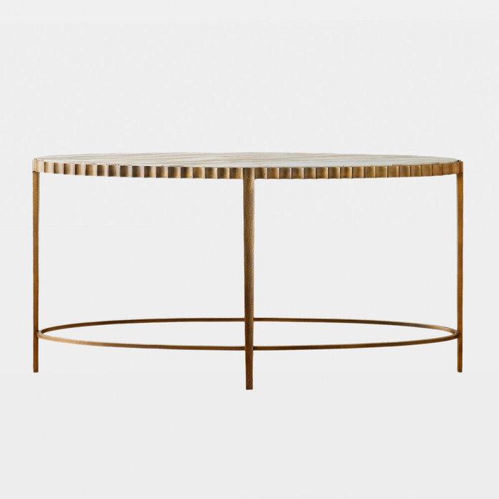 Global Views Liberty Console Table - Vintage Brass & Calacatta Gold Marble 