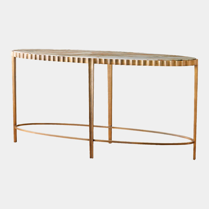 Global Views Liberty Console Table - Vintage Brass & Calacatta Gold Marble 