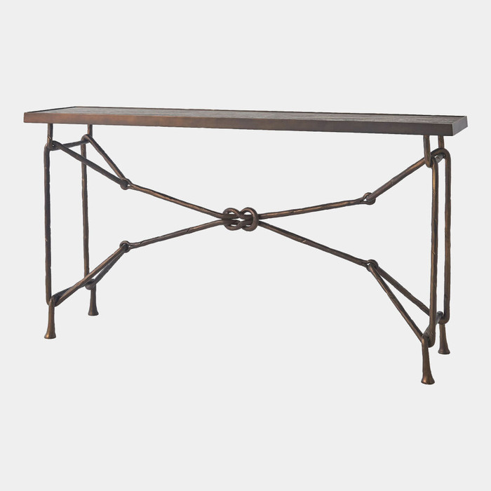Global Views Love Knot Console Table - Bronze & Black Marble