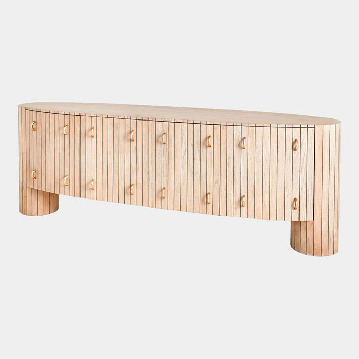 Global Views Luna Media Console - Natural Oak & Satin Brass