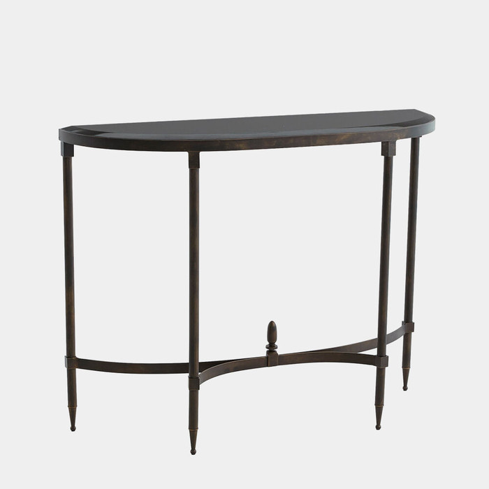 Global Views Ronin Fluted Iron Console Table - Black Granite