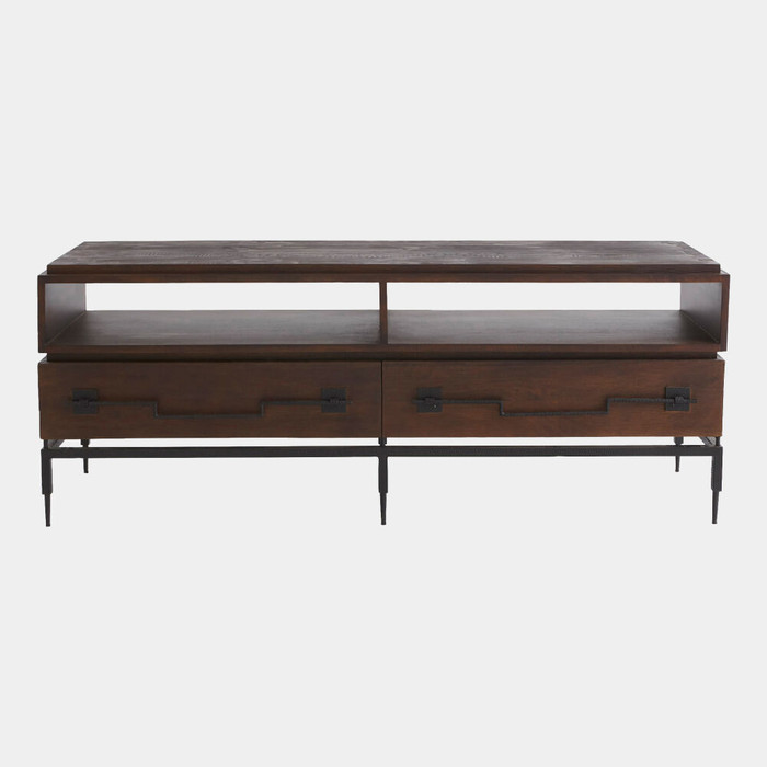Global Views Scratch Console Cabinet - Brown & Black Mango Wood