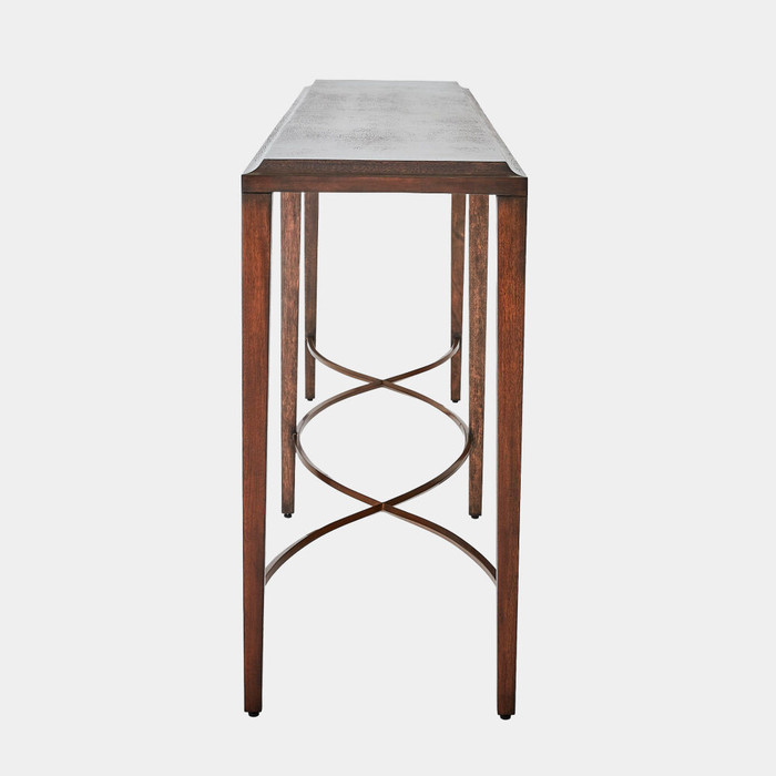 Global Views Topsey Rail Console Table - Okoume & Brass
