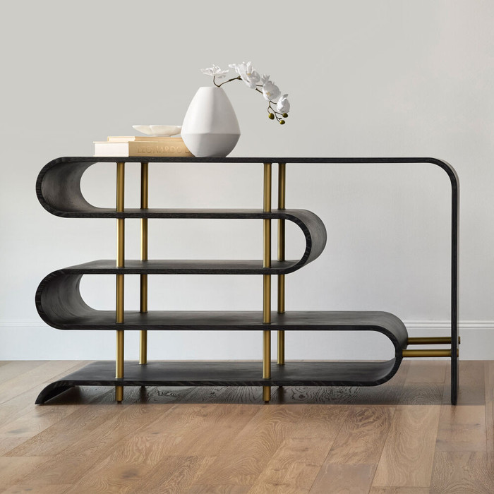 Global Views Traverse Console Table - Ebony Cerused