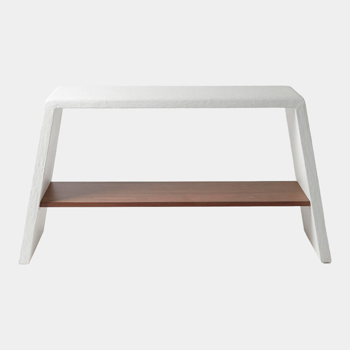 Global Views Eddy Console Table - White Resin & Walnut