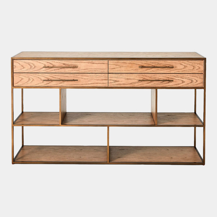 Global Views Mack Console Table - Oak & Antique Brass