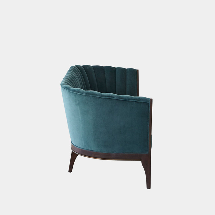 Global Views Connor Channel Back Sofa - Dragonfly Blue Velvet