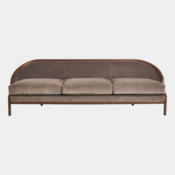 Global Views Tailored Sofa - Gray Pinstripe & Walnut