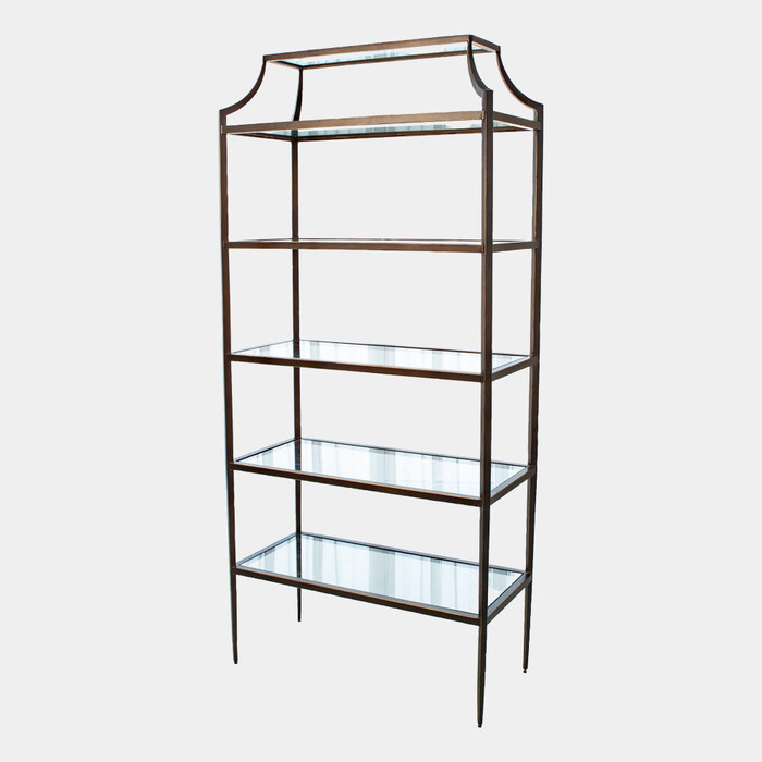 Global Views Lescot Etagere - Bronze & Glass