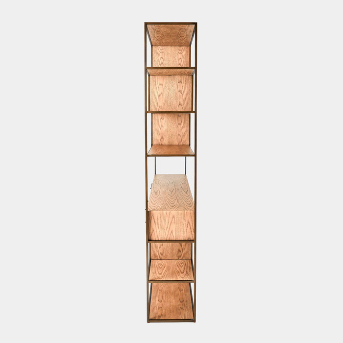 Global Views Mack Etagere - Oak & Antique Brass