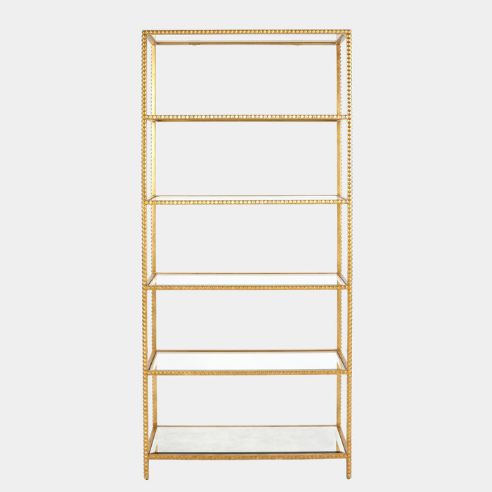 Global Views Stud Etagere - Gold Leaf & Glass