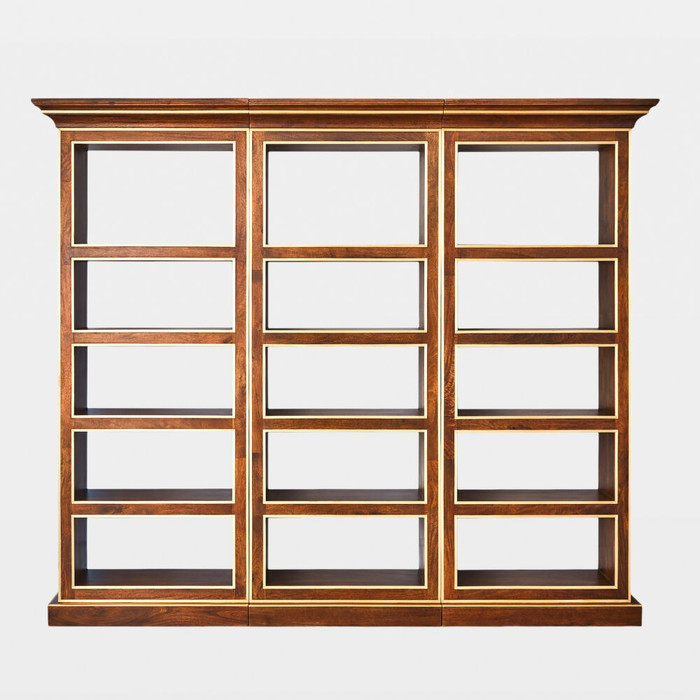 Global Views Right Library Bookcase - Walnut & Brass
