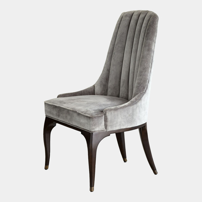 Global Views Douglas Channel Tufted Dining Chair - Gargoyle Gray Velvet