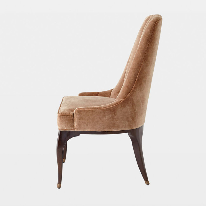 Global Views Douglas Channel Tufted Dining Chair - Mushroom Velvet