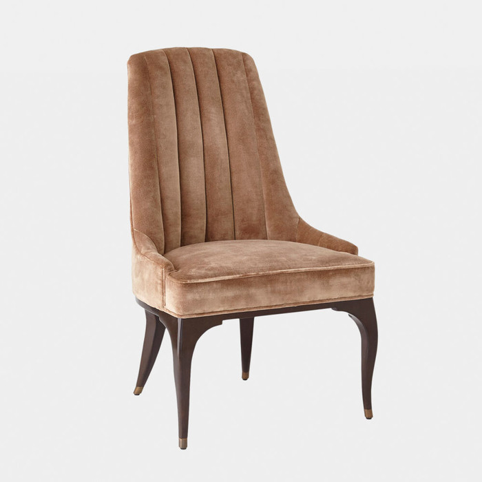 Global Views Douglas Channel Tufted Dining Chair - Mushroom Velvet