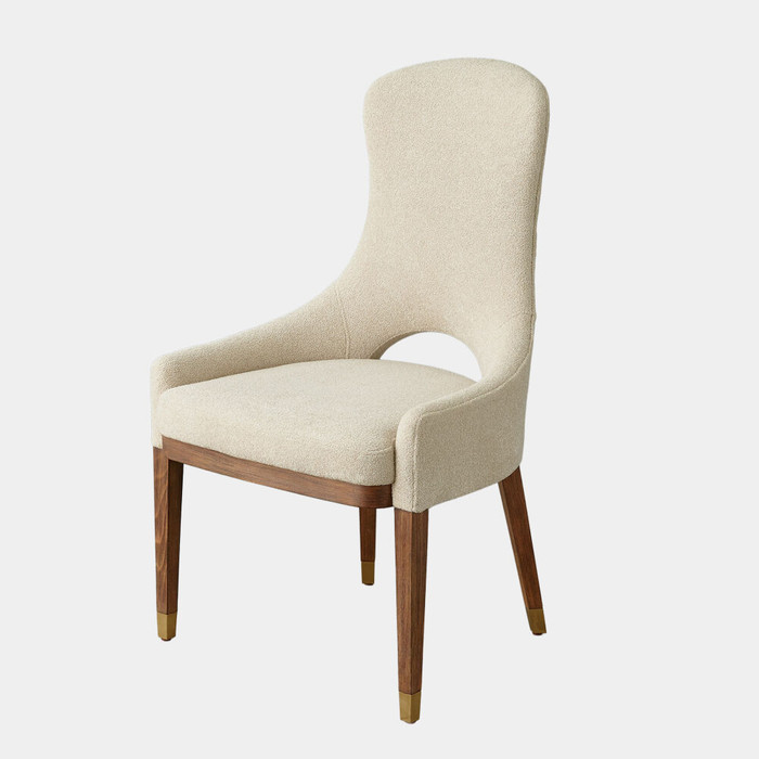 Global Views Nola Dining Chair - Parchment Boucle & Light Oak