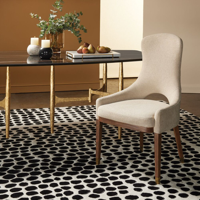 Global Views Nola Dining Chair - Parchment Boucle & Light Oak