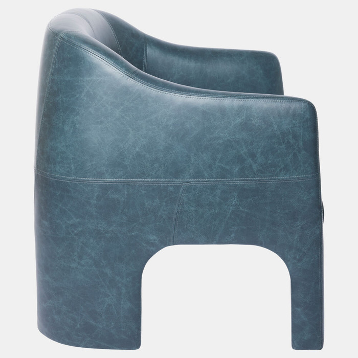 Global Views Bradford Chair - Distressed Navy Leather