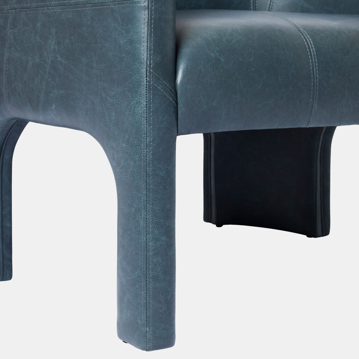 Global Views Bradford Chair - Distressed Navy Leather
