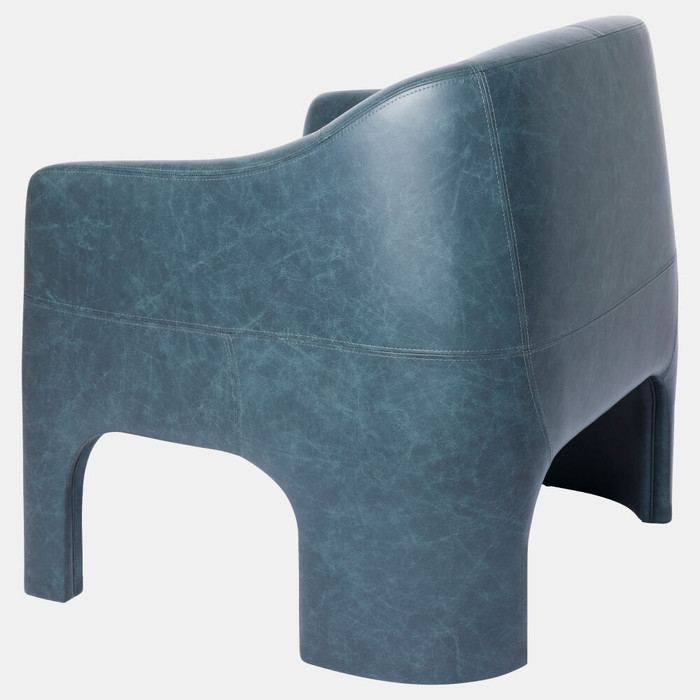 Global Views Bradford Chair - Distressed Navy Leather
