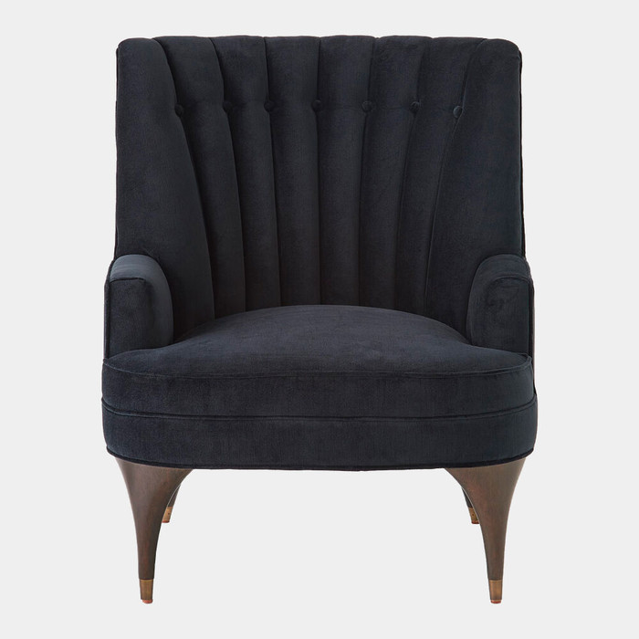 Global Views Duncan Chair - Black Velvet & Antique Brass