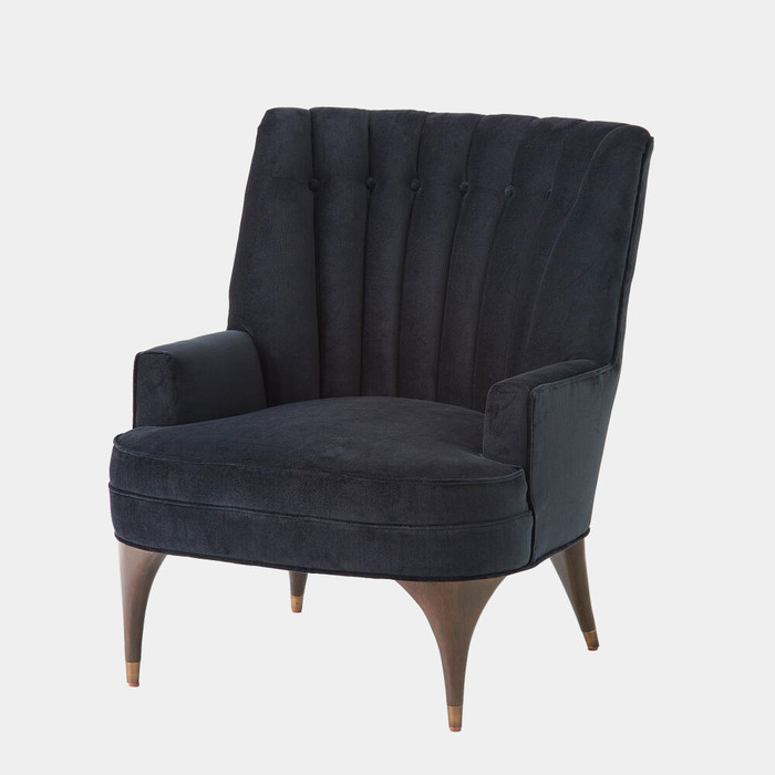 Global Views Duncan Chair - Black Velvet & Antique Brass