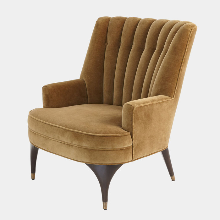 Global Views Duncan Accent Chair - Toast Velvet & Walnut