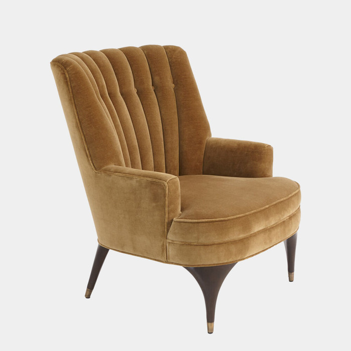 Global Views Duncan Accent Chair - Toast Velvet & Walnut