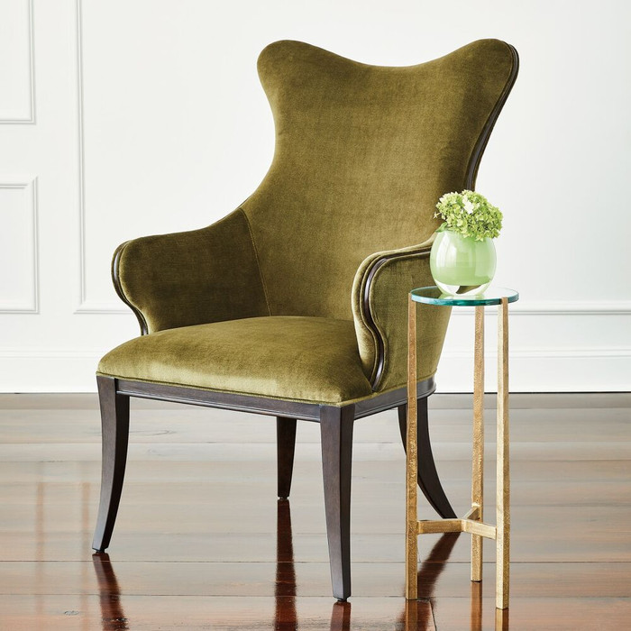 Global Views Evelyn Chair - Moss Velvet & Walnut