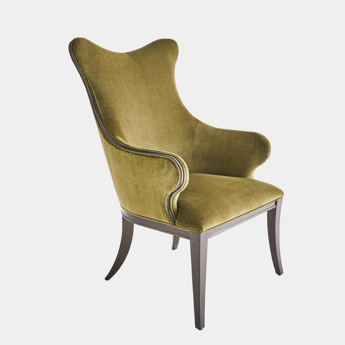 Global Views Evelyn Chair - Moss Velvet & Walnut