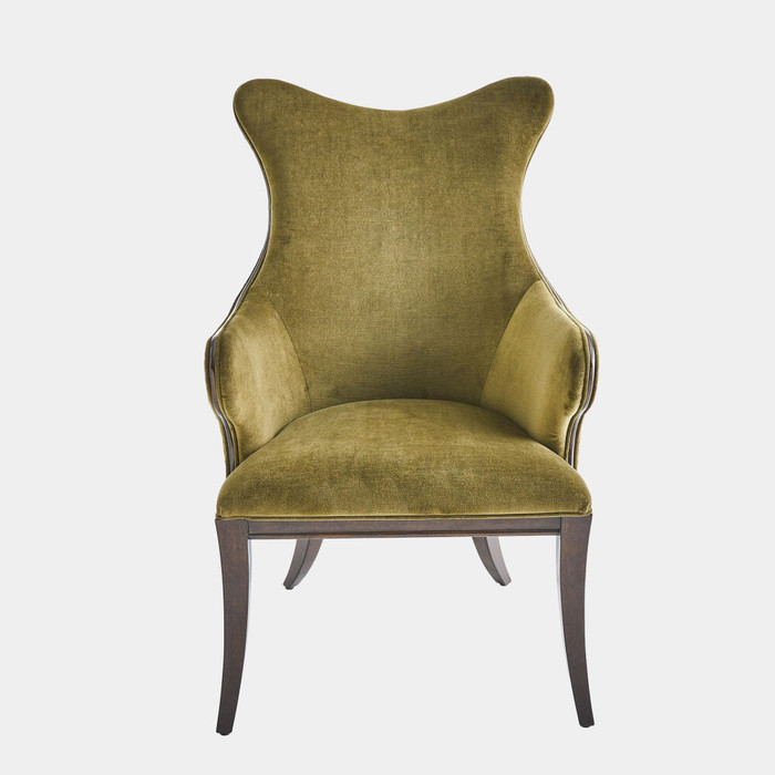 Global Views Evelyn Chair - Moss Velvet & Walnut