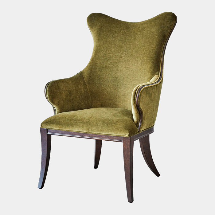 Global Views Evelyn Chair - Moss Velvet & Walnut