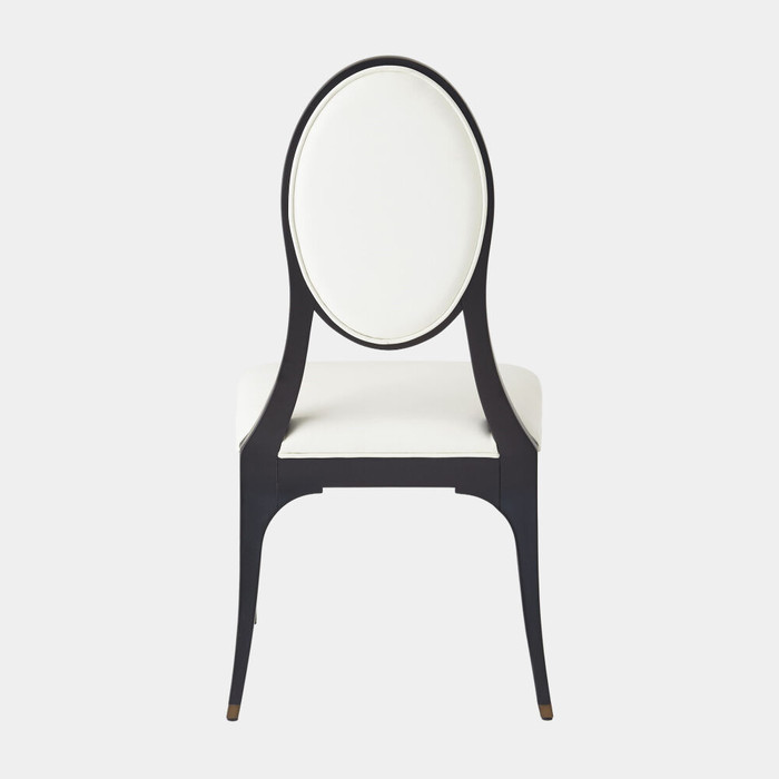Global Views Harlow Chair - Black Lacquer & White Leather