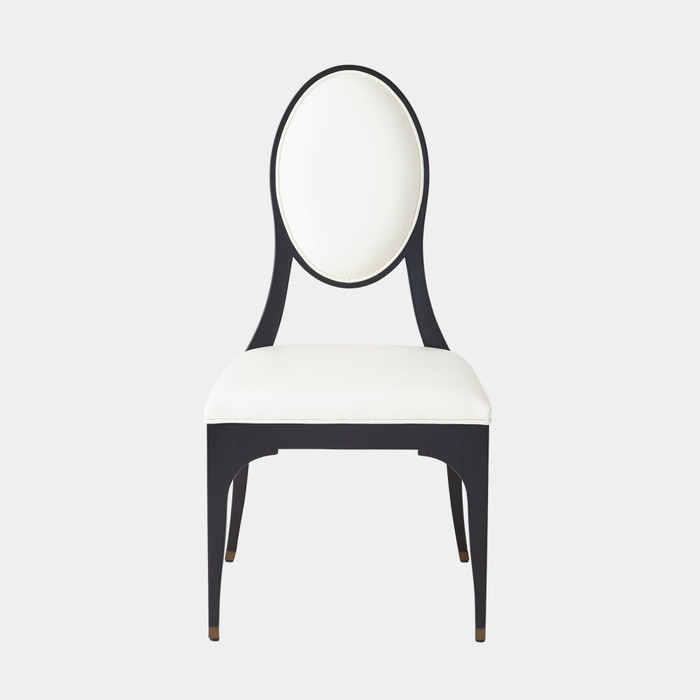 Global Views Harlow Chair - Black Lacquer & White Leather