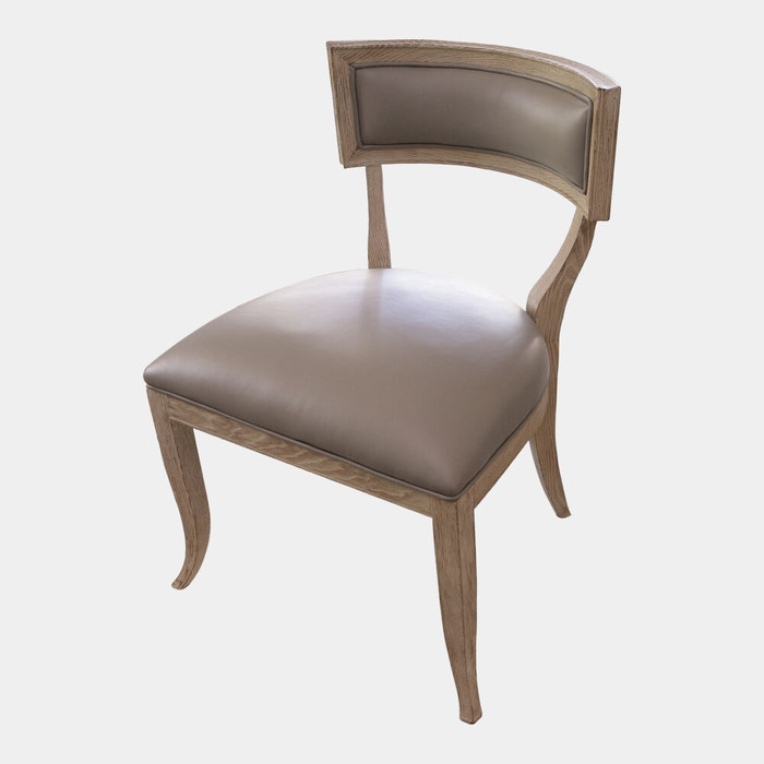 Global Views Klismos Dining Chair - Gray Leather & Sandblasted Oak