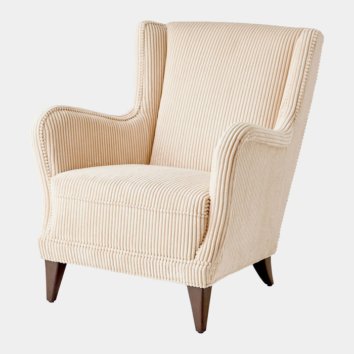 Global Views Lounge Chair - Vanilla Wide Wale Corduroy