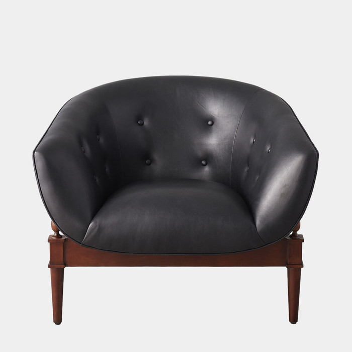 Global Views Mimi Chair - Black Marbled Leather