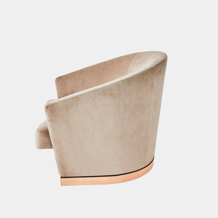 Global Views Ophelia Swivel Chair - Brown Velvet & White Washed Beechwood