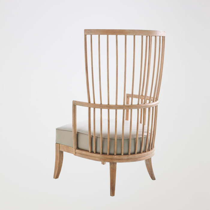 Global Views Spindle Wing Chair - Gray Leather