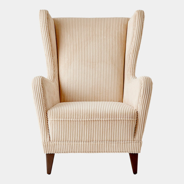 Global Views Wing Chair - Wide Wale Corduroy Vanilla