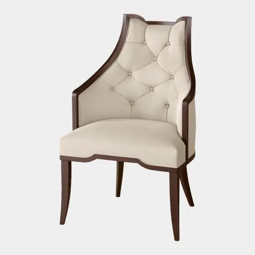Global Views Logan Arm Chair - Walnut Muslin