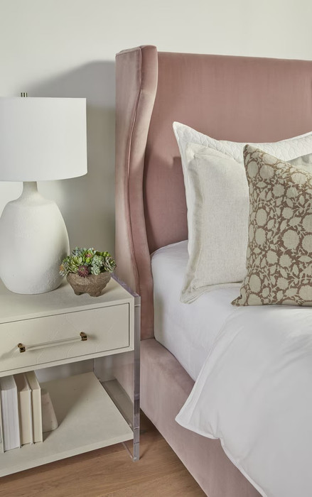 Essentials For Living - Balboa Twin Bed in Petal Velvet, Natural Gray Oak