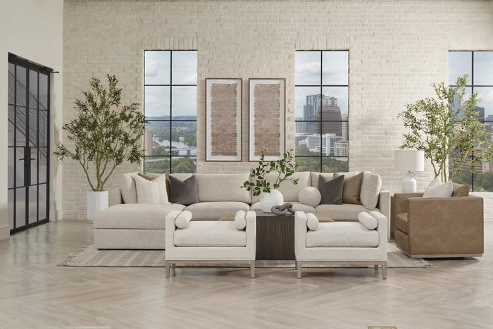 Essentials For Living - Daley Modular Armless Chair in LiveSmart Halifax Ivory, Espresso