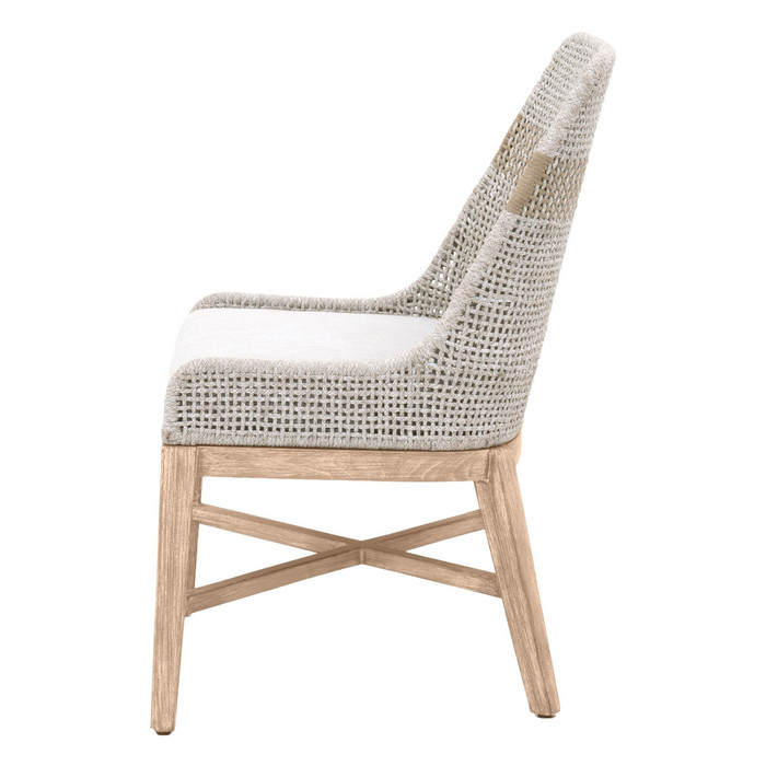Essentials For Living - Tapestry Dining Chair in Taupe & White Flat Rope, Taupe Stripe, Performance Pumice, Natural Gray Mahogany