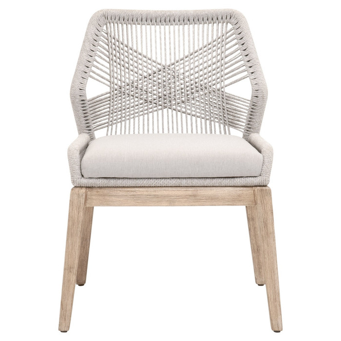 Essentials For Living - Loom Dining Chair in Taupe & White Flat Rope, Performance Pumice, Natural Gray Mahogany, Set of 2