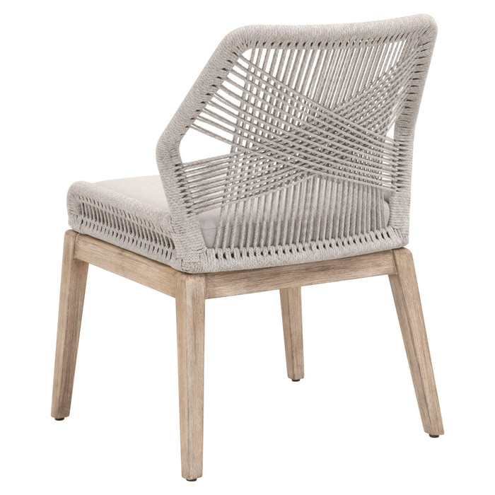 Essentials For Living - Loom Dining Chair in Taupe & White Flat Rope, Performance Pumice, Natural Gray Mahogany, Set of 2