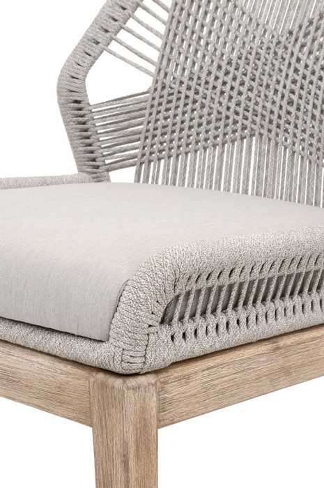 Essentials For Living - Loom Dining Chair in Taupe & White Flat Rope, Performance Pumice, Natural Gray Mahogany, Set of 2