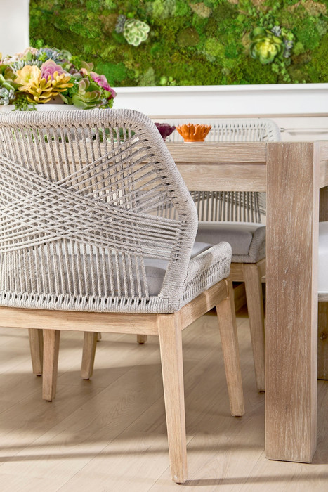 Essentials For Living - Loom Dining Chair in Taupe & White Flat Rope, Performance Pumice, Natural Gray Mahogany, Set of 2